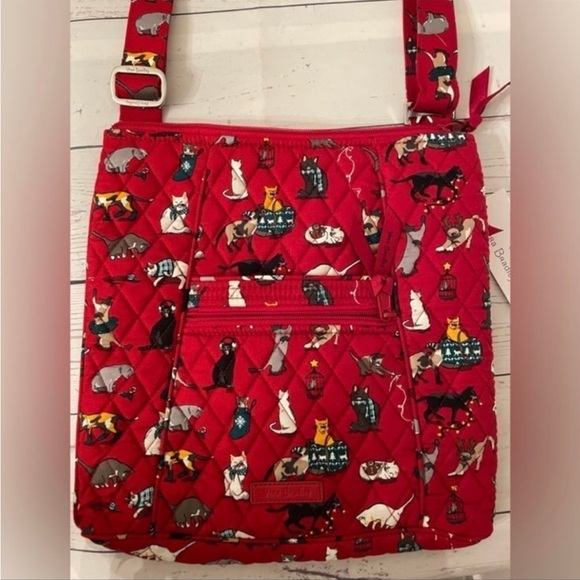 Vera Bradley Handbags - Vera Bradley Red holiday cats Crossbody Bag